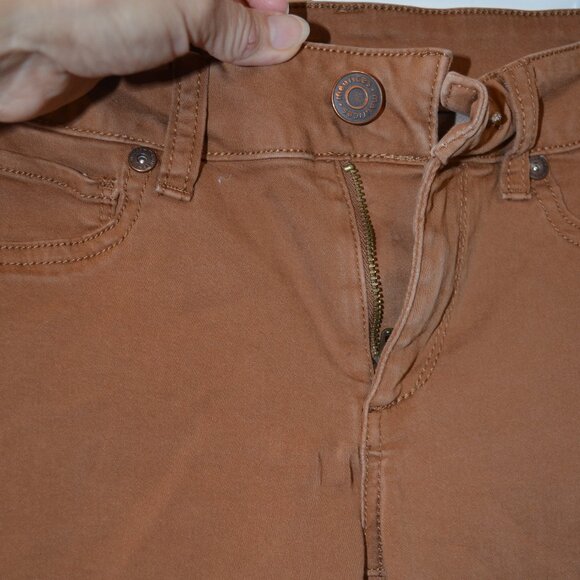 MAUSICES Mid Rise Slim Straight Legs Brown Cotton-Polyester-Spandex Pants XS-S - Picture 5 of 6